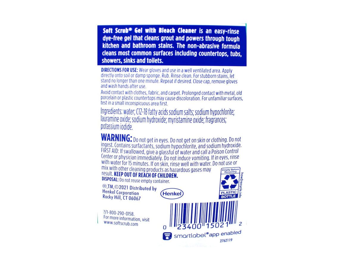 Soft Scrub label details showing ingredients and usage instructions