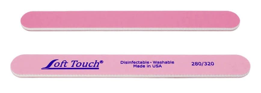 Soft Touch front view of double-sided file showing fine and extra-fine grits for smooth results
