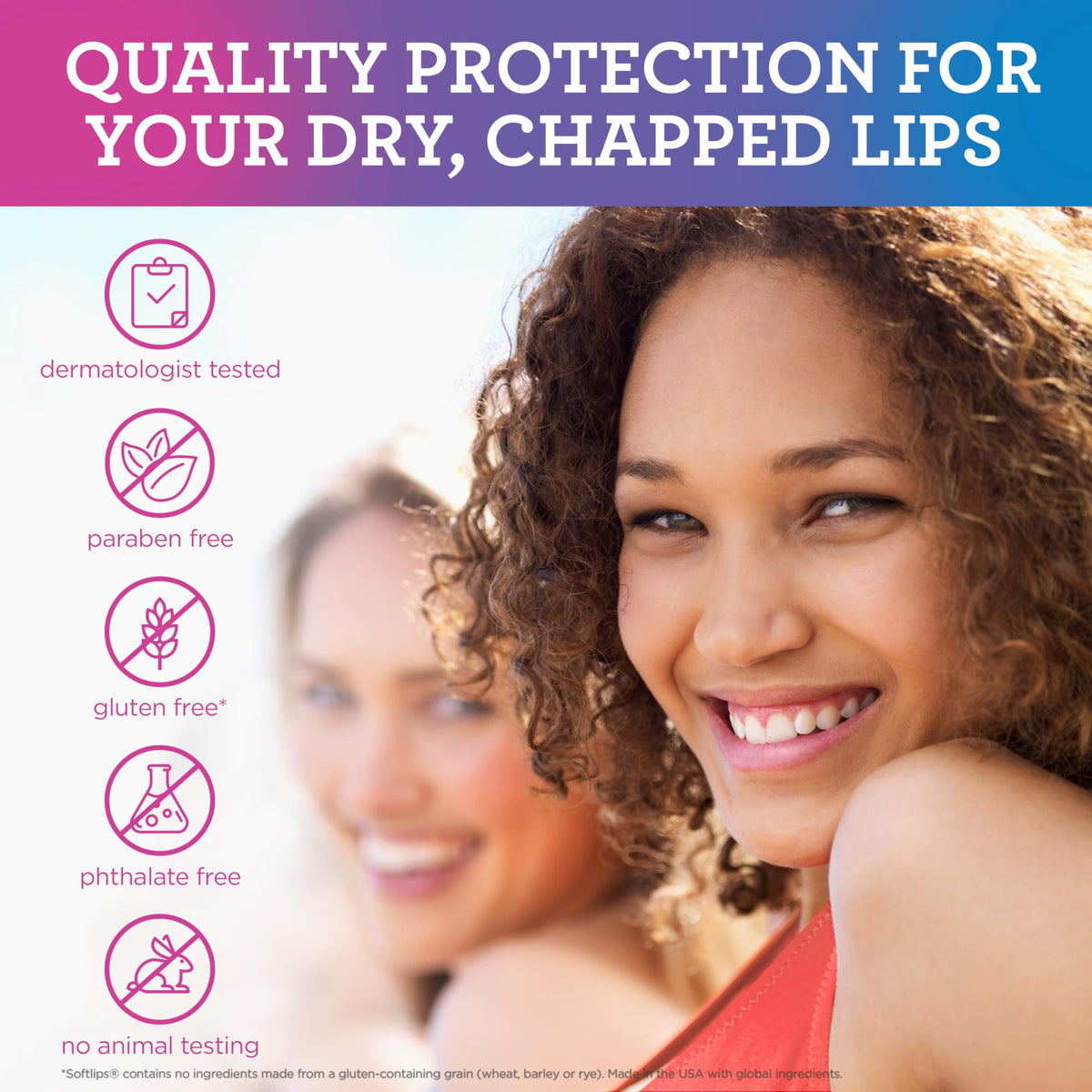 SoftLips chap stick open being applied to lips for instant hydration