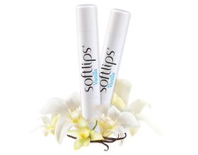 SoftLips vanilla applied on lips demonstrating quick relief and subtle sheen