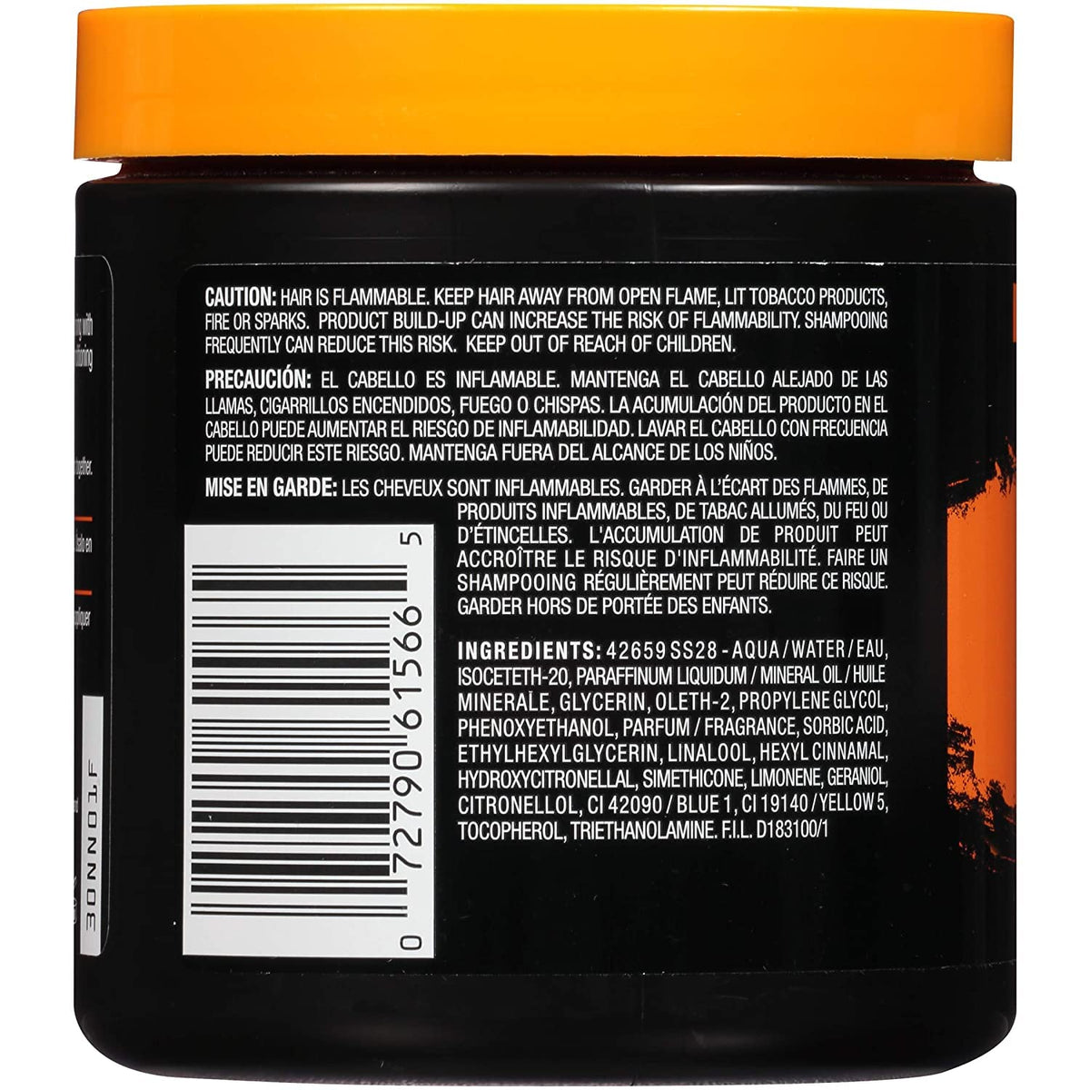 SoftSheen product label close-up highlighting ingredients and no flaking benefit