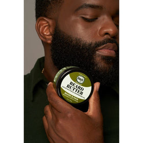 SoftSheen applied to beard before and after showing softer look