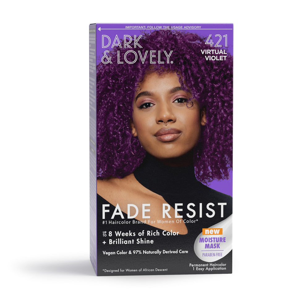 SoftSheen front packaging showing Virtual Violet kit and bold color payoff