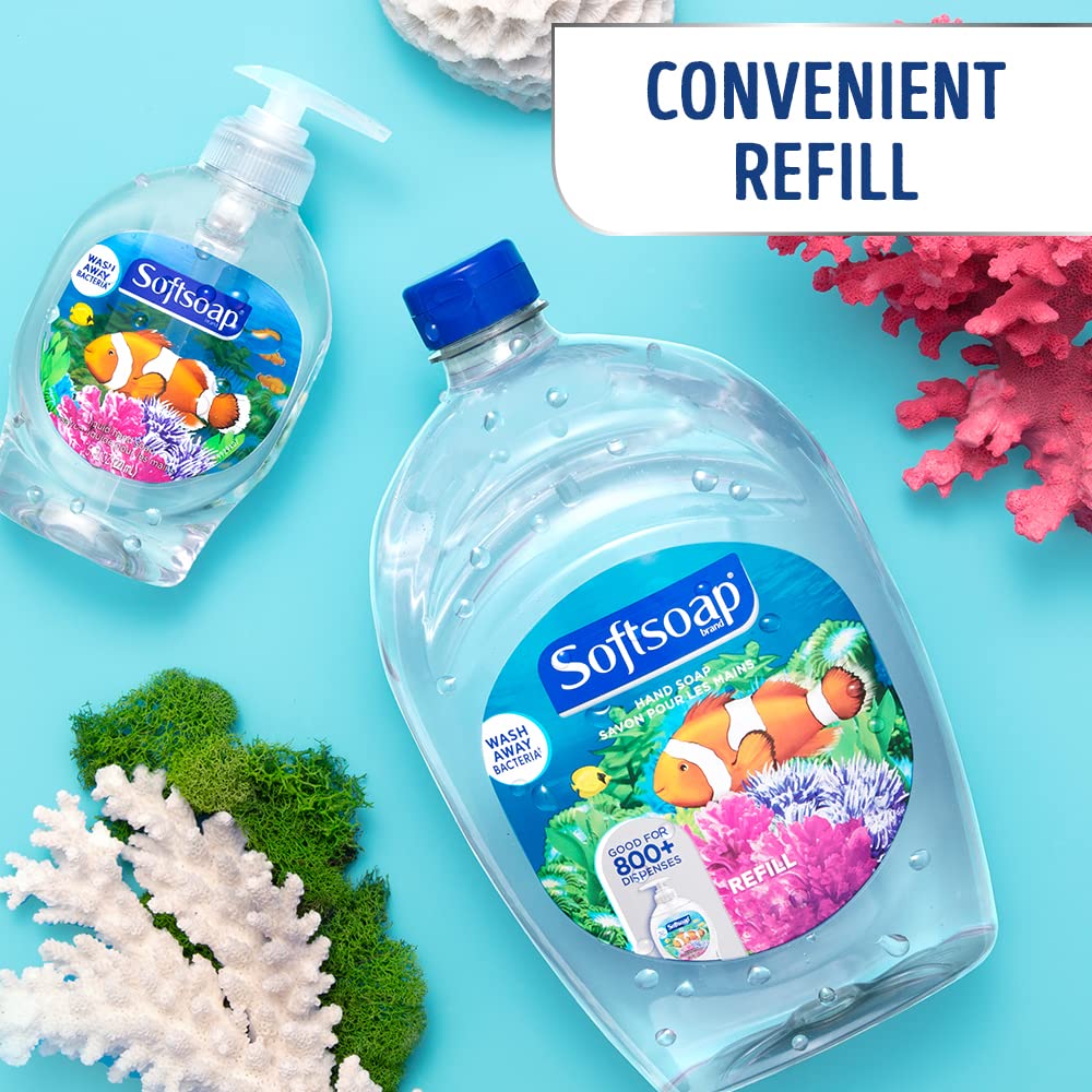 Softsoap aquarium bottle scale comparison highlighting 7.5 fl oz size per bottle