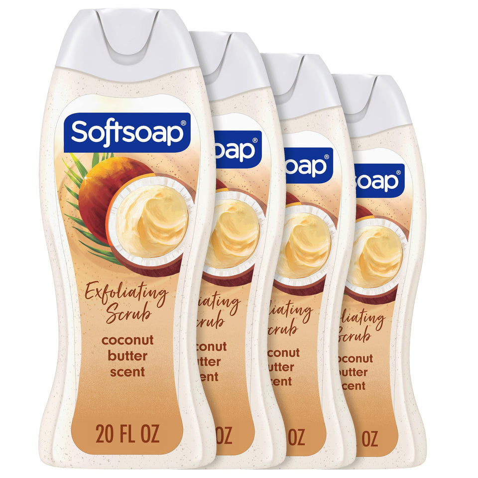 Softsoap front packaging showing coconut butter scent and 20 oz size