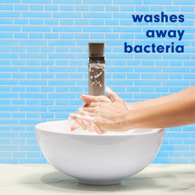 Softsoap ingredient panel closeup showing paraben-free formulation reassurance