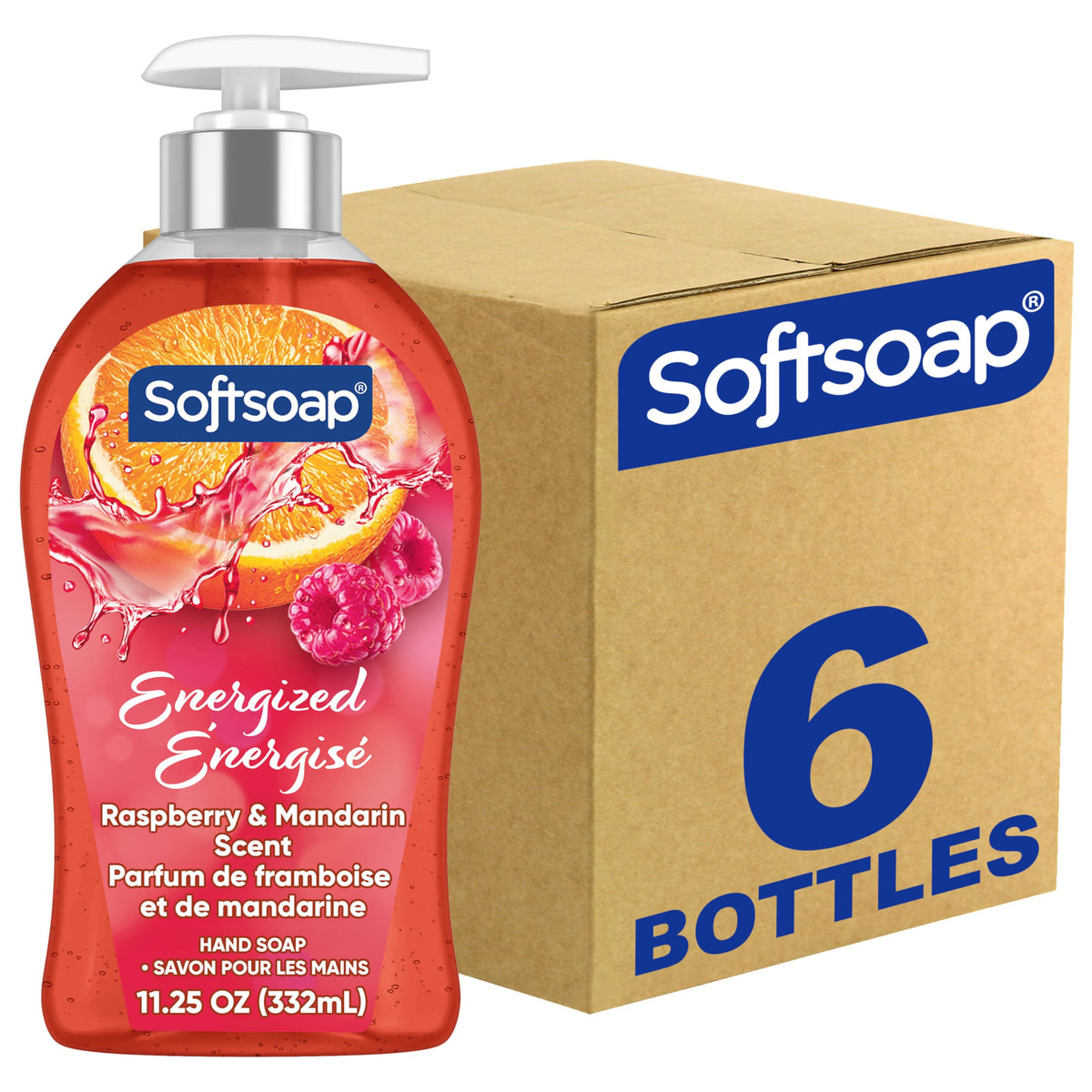 Softsoap front packaging showing six-pack and scent, brand refreshes handwashing