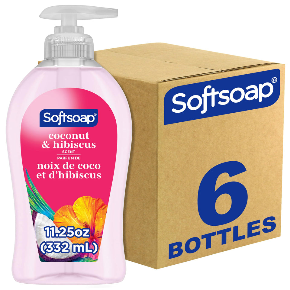 Softsoap front pump bottle on sink showing easy dispensing and aesthetic