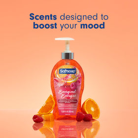 Softsoap gel texture with moisture beads visible, brand helps keep hands comfortable