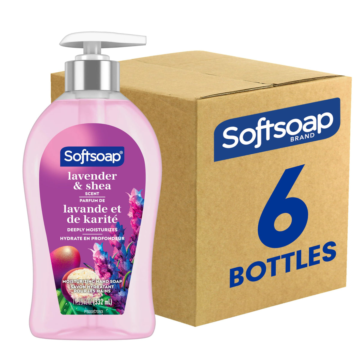 Softsoap front packaging showing lavender and shea, highlighting gentle cleansing