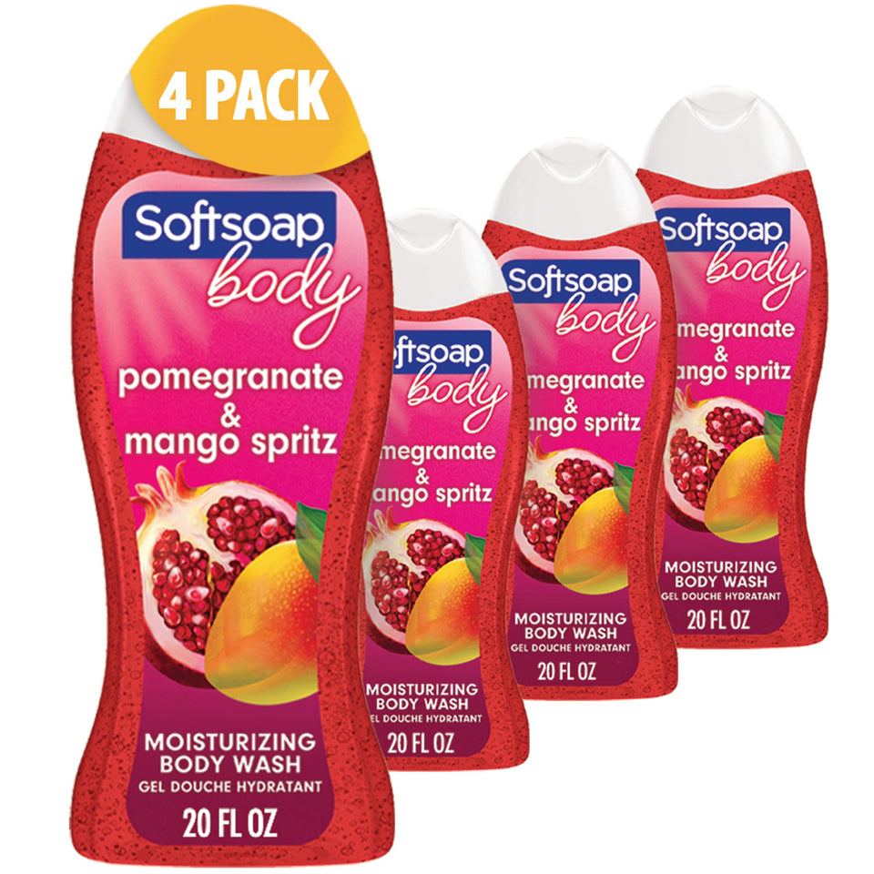 Softsoap bottle front packaging, clear label and uplifting scent benefit