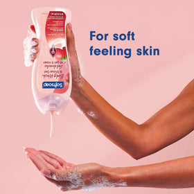 Softsoap creamy gel texture poured for moisturizing shave lubrication