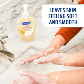 Softsoap pump in use at sink representing quick effective hand cleansing