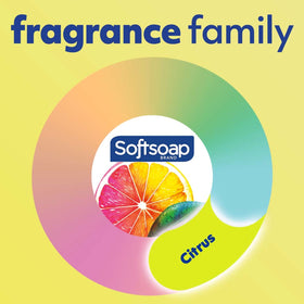 Softsoap bottle next to a hand showing 11.25 ounce scale for portion sense
