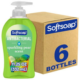 Softsoap front packaging showing bottle and sparkling pear scent for fresh hands