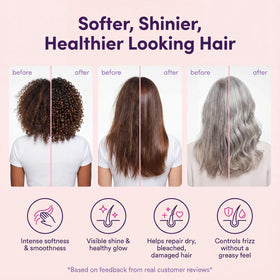 sohl-I.D. applying serum on dry hair, tames frizz and adds shine