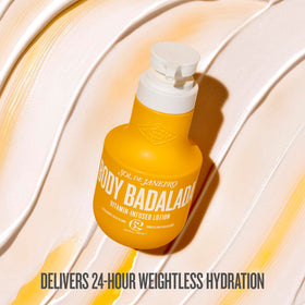 Sol de Janeiro pump dispensing lotion demonstrating easy application and quick use