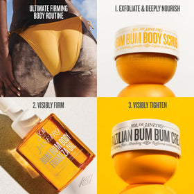 Sol de Janeiro jar staged in bathroom lifestyle scene showing easy daily routine benefit