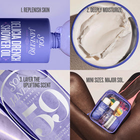 Sol de Janeiro body butter texture swatched on skin showing rich hydration