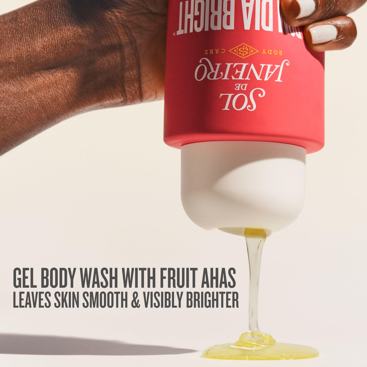 Sol de Janeiro Bom Dia Bright 90mL travel bottle held in hand for portability benefit