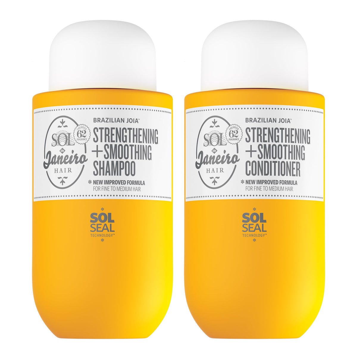 Sol de Janeiro front packaging showing both bottles and brand benefit