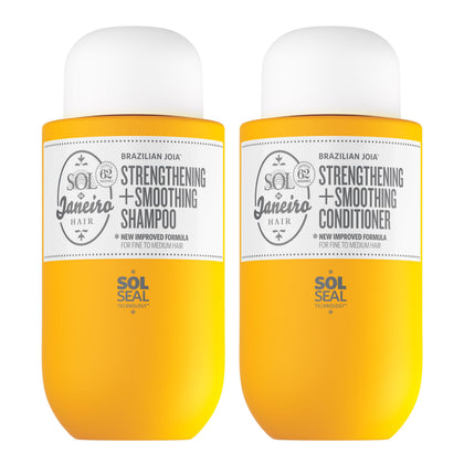 Sol de Janeiro front packaging showing both bottles and brand benefit