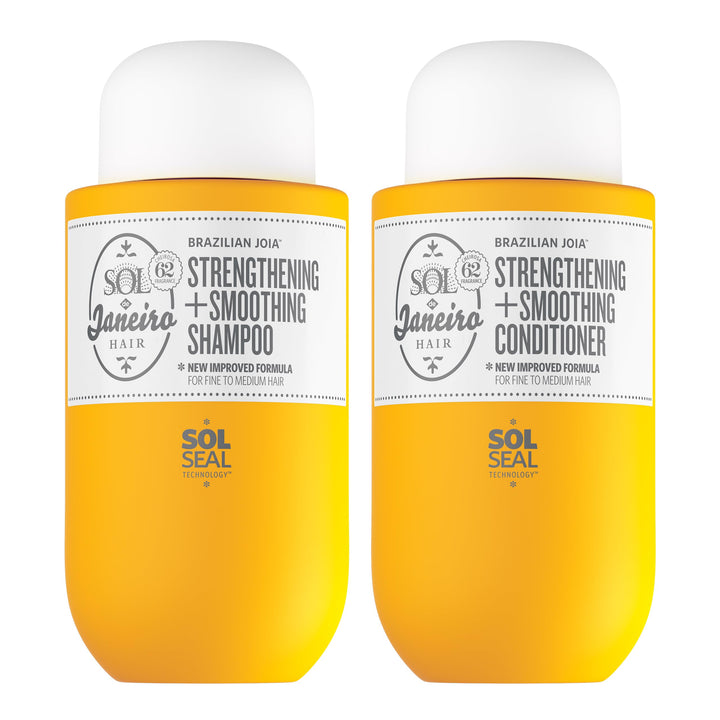 Sol de Janeiro front packaging showing both bottles and brand benefit