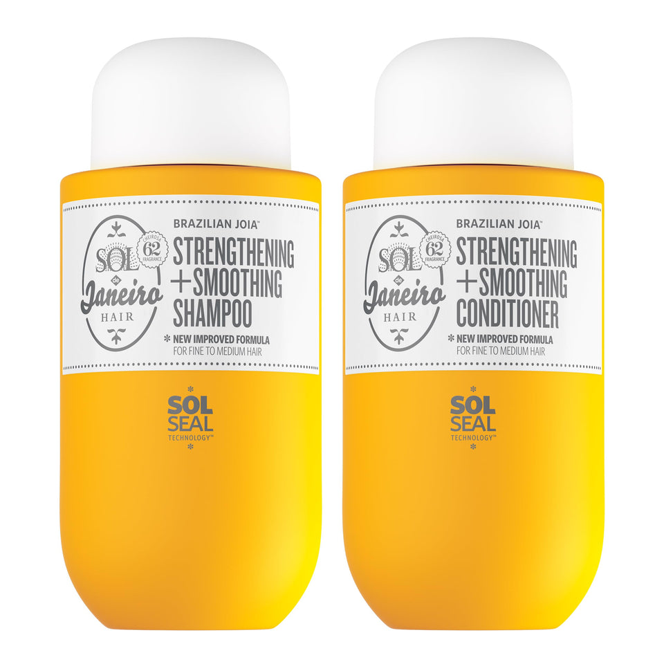 Sol de Janeiro front packaging showing both bottles and brand benefit