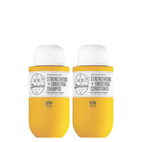 Sol de Janeiro front packaging travel set showing compact bottles and label benefit travel-ready