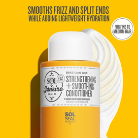Sol de Janeiro shampoo cream texture on hand demonstrating lather and non-stripping cleanse benefit