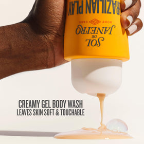 Sol de Janeiro creamy gel texture on palm demonstrating rich moisturizing lather
