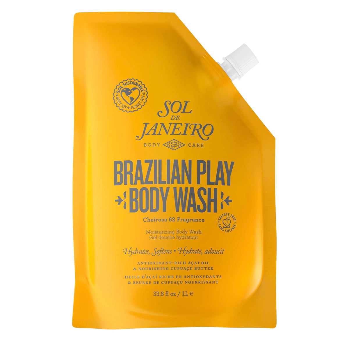 Sol de Janeiro refill pouch front view showing Cheirosa 62 scent and volume