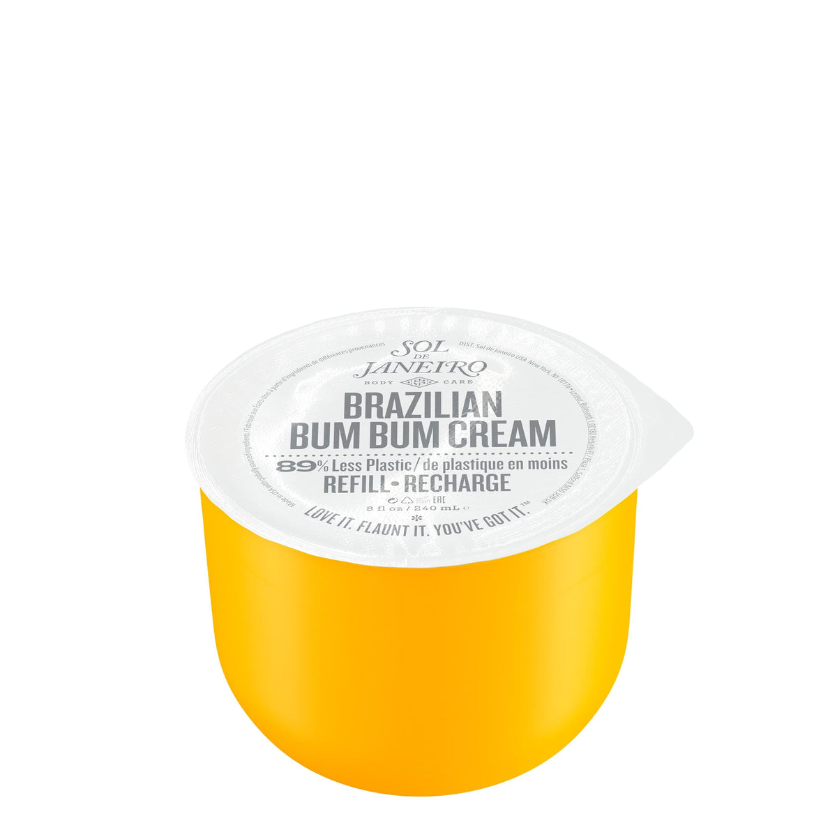 Sol de Janeiro refill pod front view showing packaging and size benefit