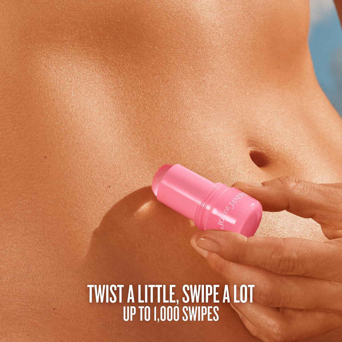 Sol de Janeiro balm applied to neck and décolleté illustrating targeted layering and scent enhancement