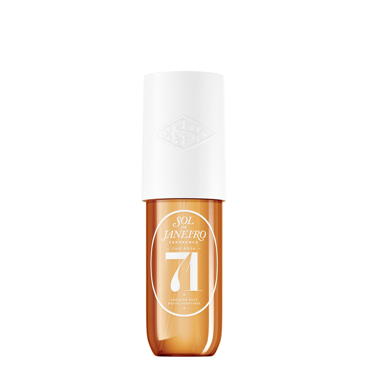 Sol de Janeiro front bottle view showing compact travel-friendly design and scent benefits