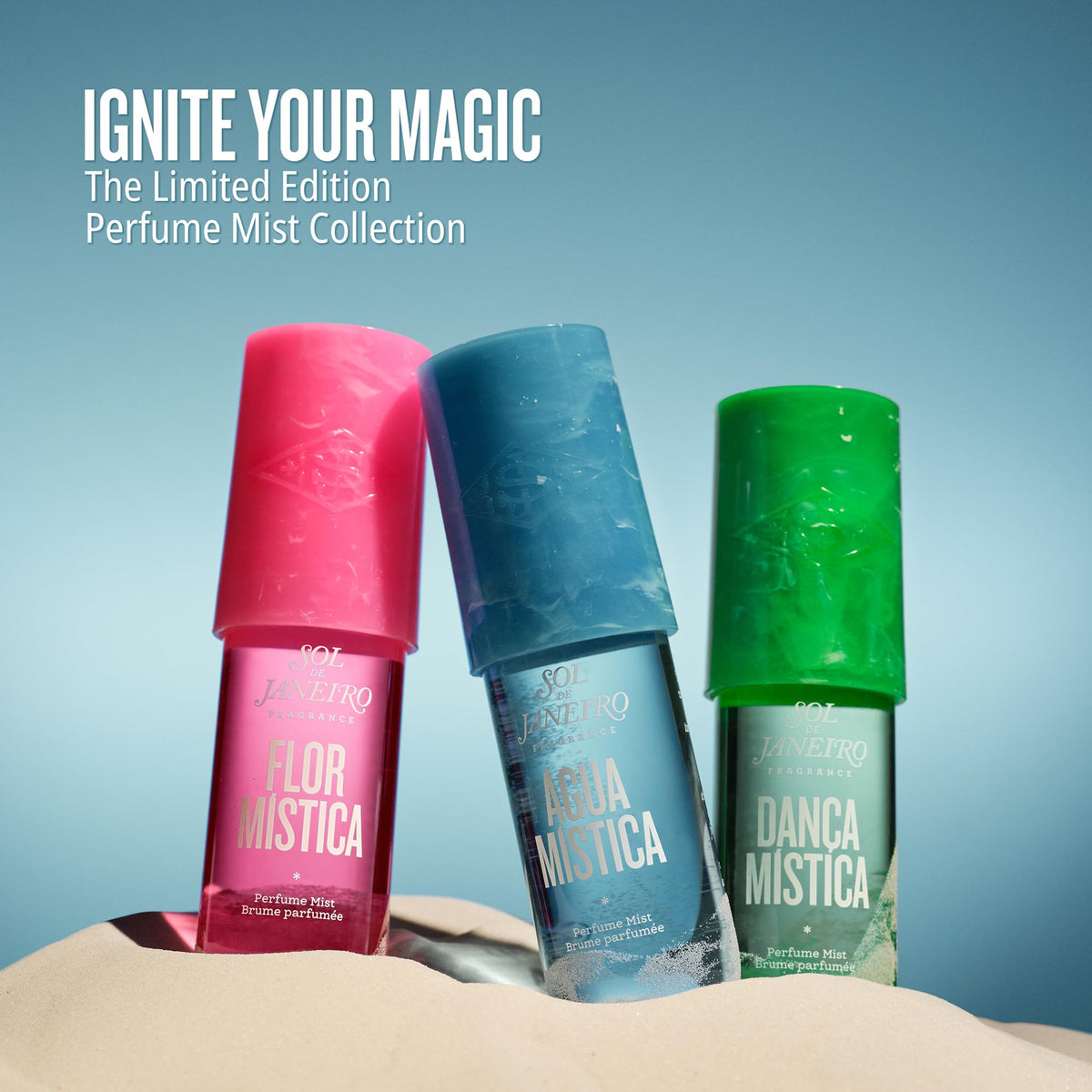 Sol de Janeiro bottle held in hand to show compact travel-friendly scale
