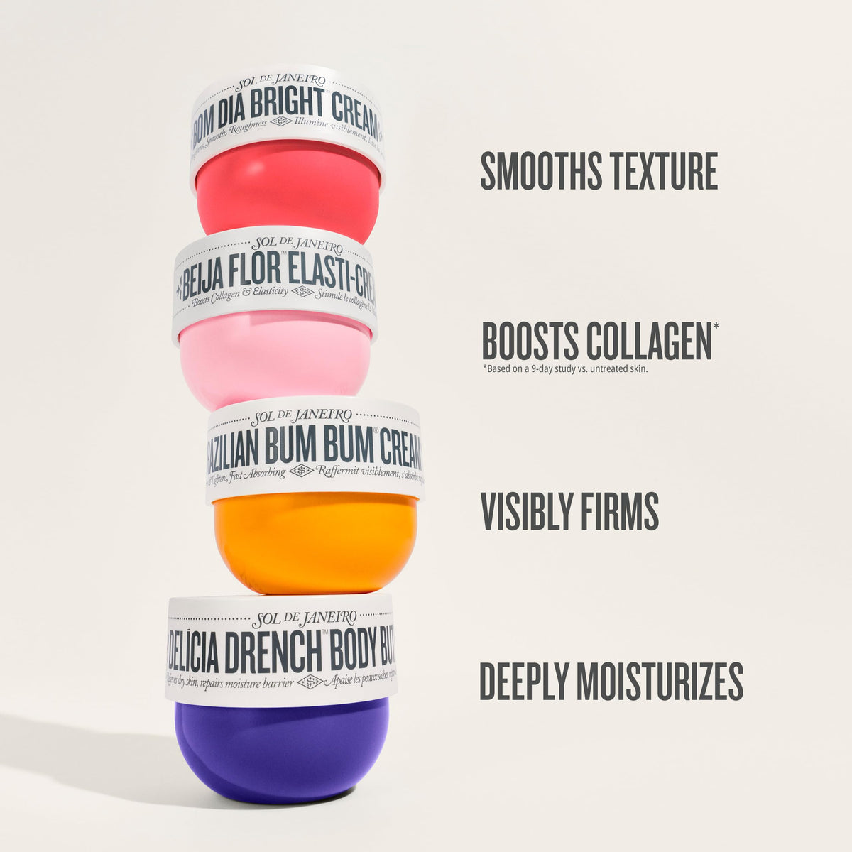 Sol de Janeiro fragrance notes flatlay with plum and vanilla evoking the scent profile