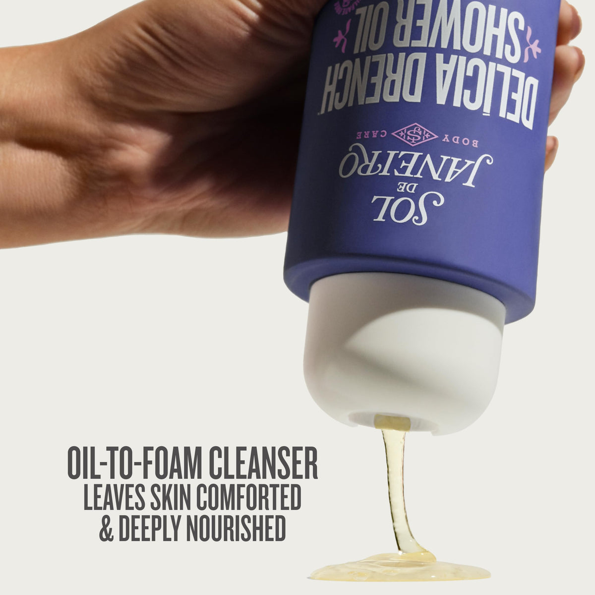 Sol de Janeiro close-up of oil texture transforming to foam for hydration