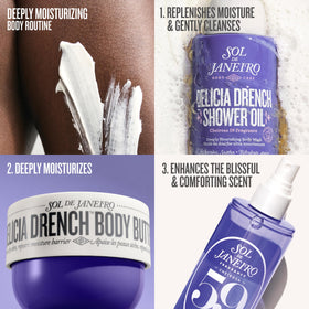 Sol de Janeiro scale comparison in hand showing jumbo 1L size convenience