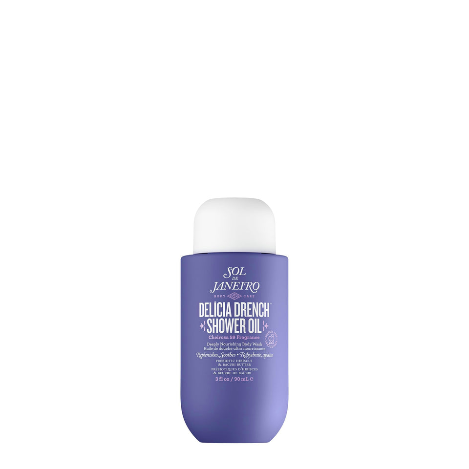 Sol de Janeiro front view of travel bottle showing compact packaging and scent