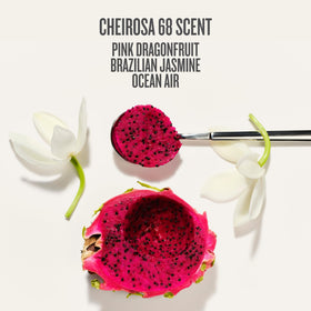 Sol de Janeiro fragrance notes visual of jasmine and dragonfruit conveying tropical scent