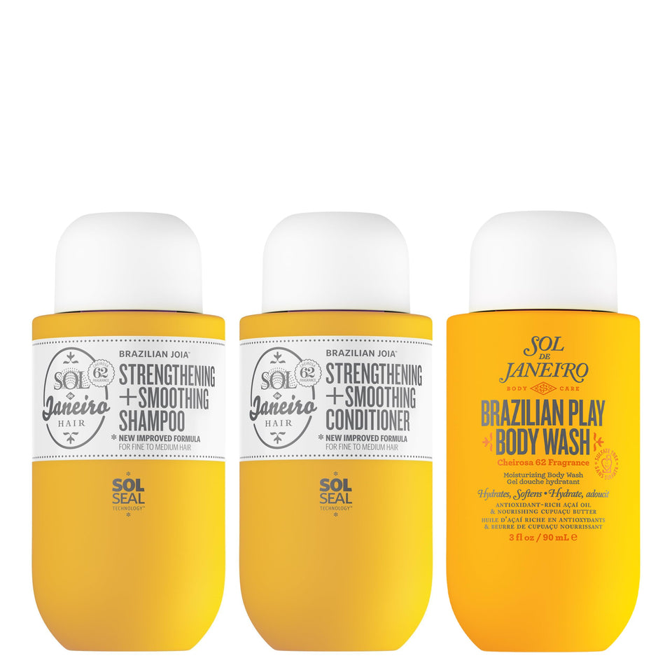 Sol de Janeiro front packaging showing the full travel bundle and branded design