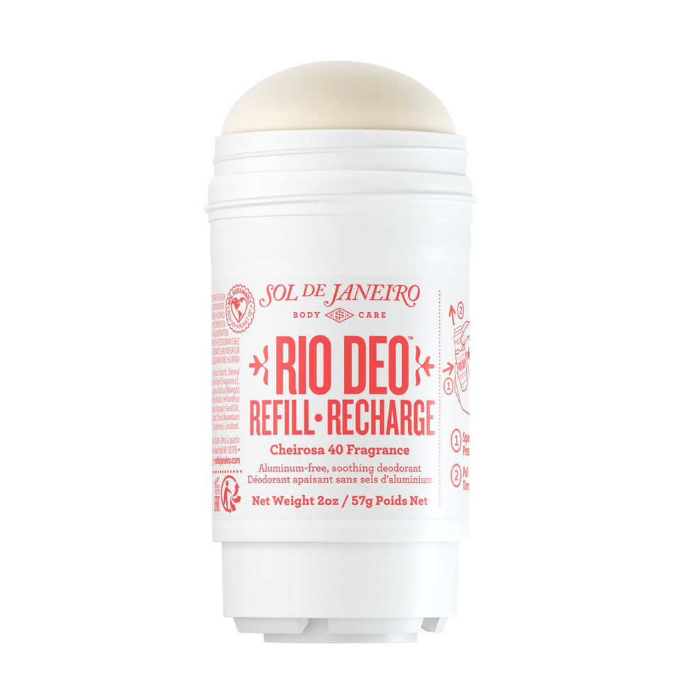 Sol de Janeiro front packaging showing Cheirosa 40 refill and benefit of long-lasting scent
