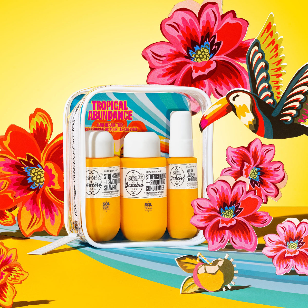 Sol de Janeiro Milky Leave-In spray in hand providing detangling and heat protection