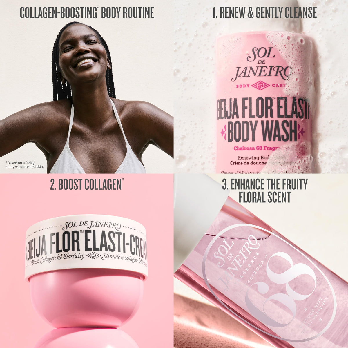 Sol de Janeiro lifestyle scene by beach garden conveying uplifting Cheirosa 68 fragrance