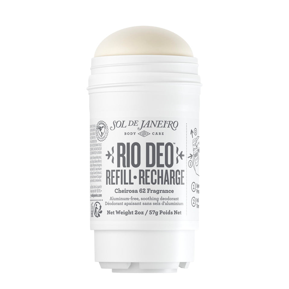 Sol de Janeiro refill front packaging showing cartridge and branding, convenient refill benefit