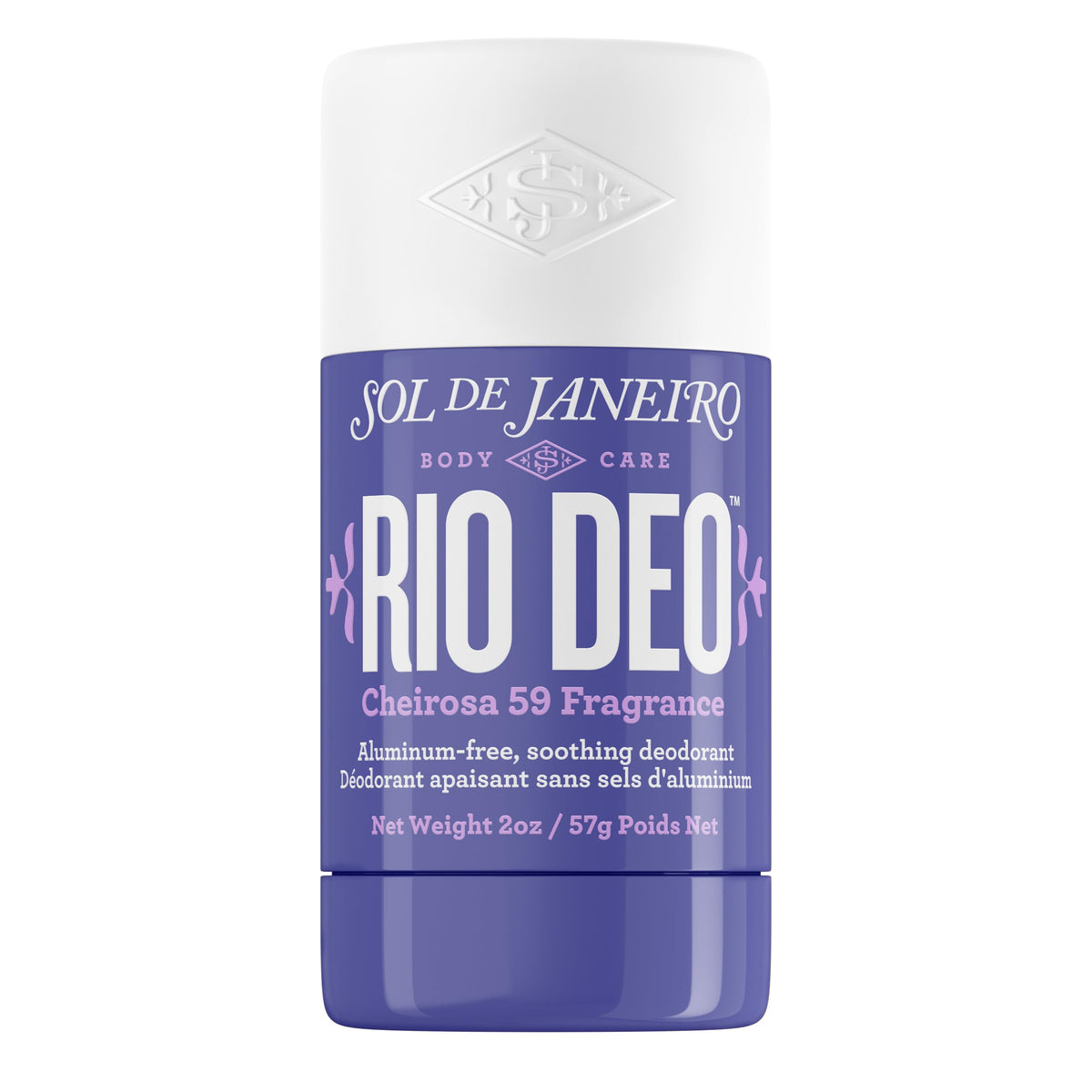 Sol de Janeiro front packaging showing refillable deodorant and branding benefit: sustainable design