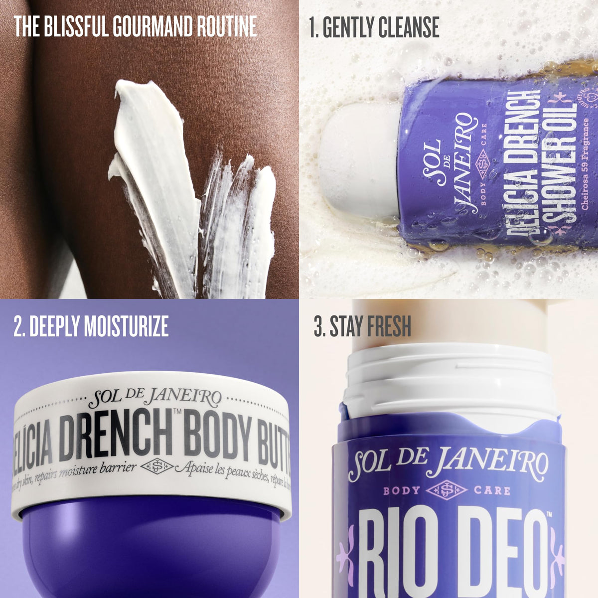 Sol de Janeiro deodorant held in hand to show compact size and travel-friendly convenience