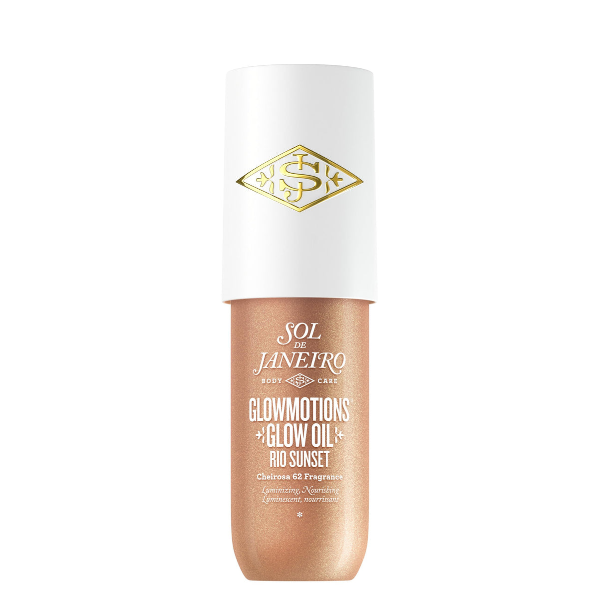 Sol de Janeiro bottle front packaging showing champagne glow