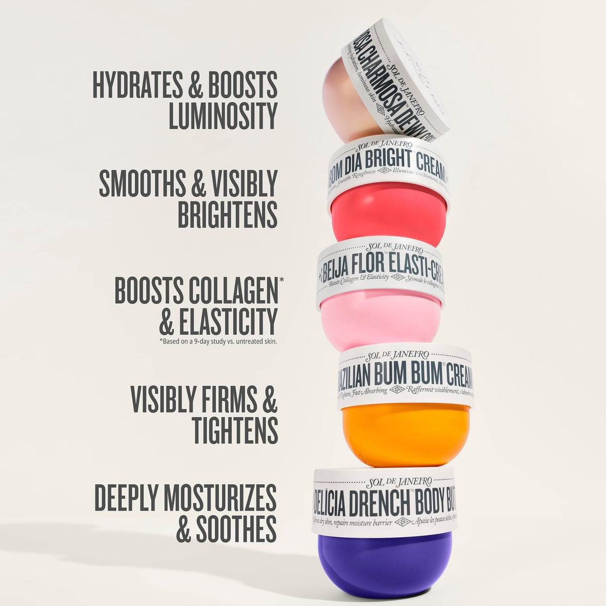 Sol de Janeiro jar tucked inside beach bag for on-the-go hydration
